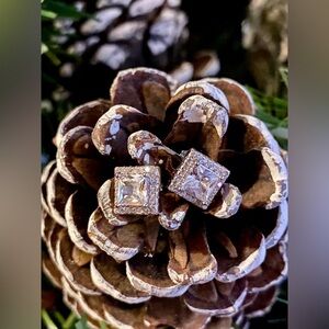 Elegant Square Diamond cut CZ 925 Sterling Silver Earrings